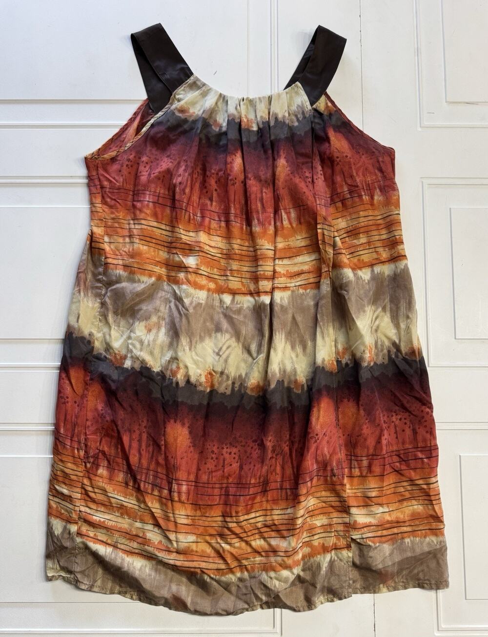 Marks & Spencer Limited Collection Womens Sz 16 100% Silk Orange Red Tunic Top